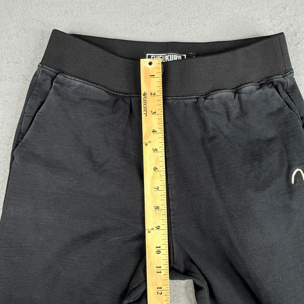Evisu Kuro Sweatpants Adult Small 28x25 Black Joggers Drawstring Patch Logo